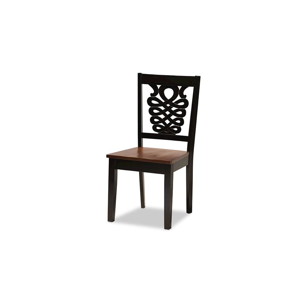 Two-Tone Dark Brown and Walnut Brown Finished Wood 5-Piece Dining Set