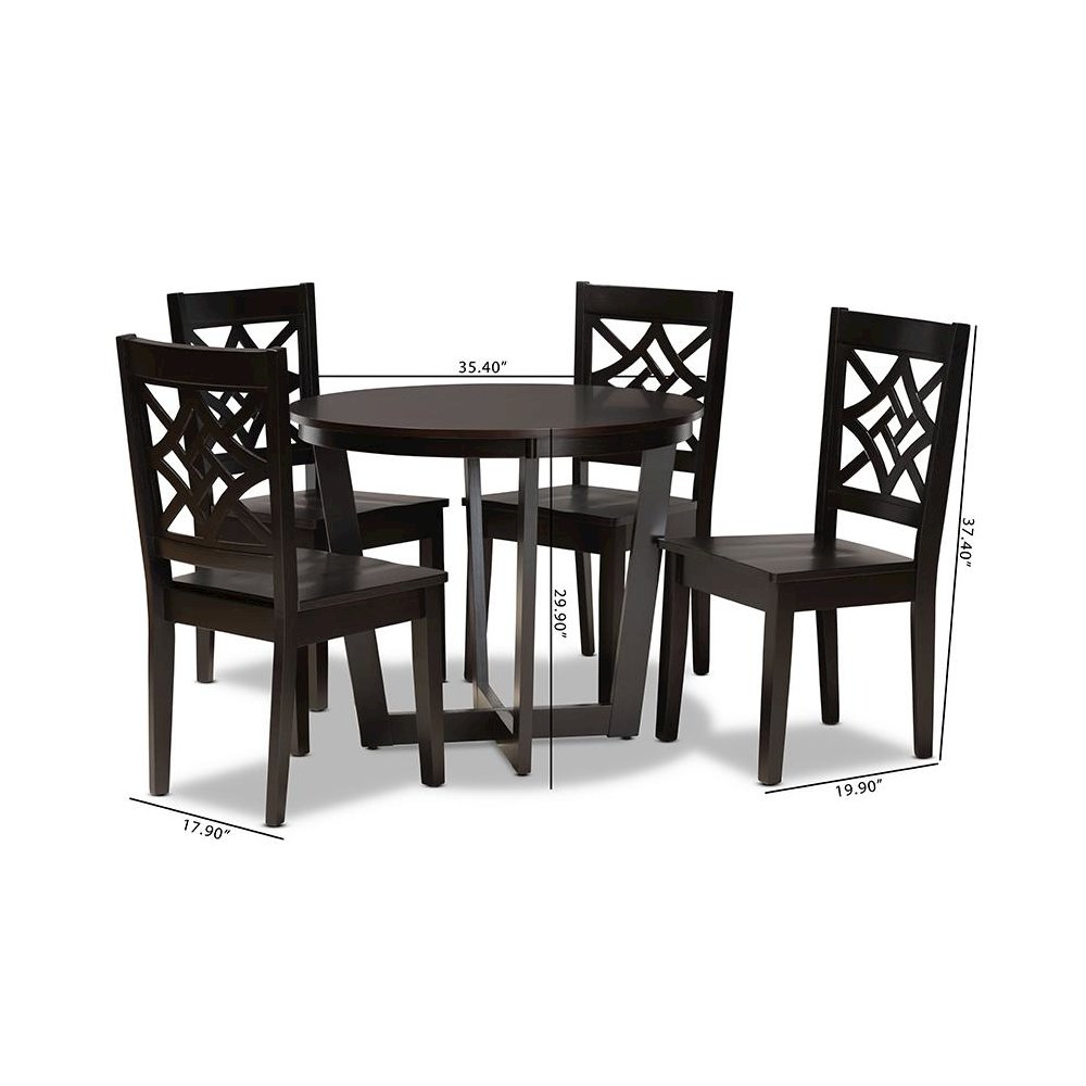 Brava Modern and Contemporary Dark Brown Finished Wood 5-Piece Dining Set
