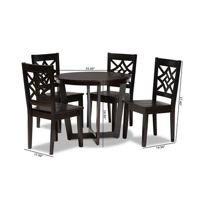 Brava Modern and Contemporary Dark Brown Finished Wood 5-Piece Dining Set