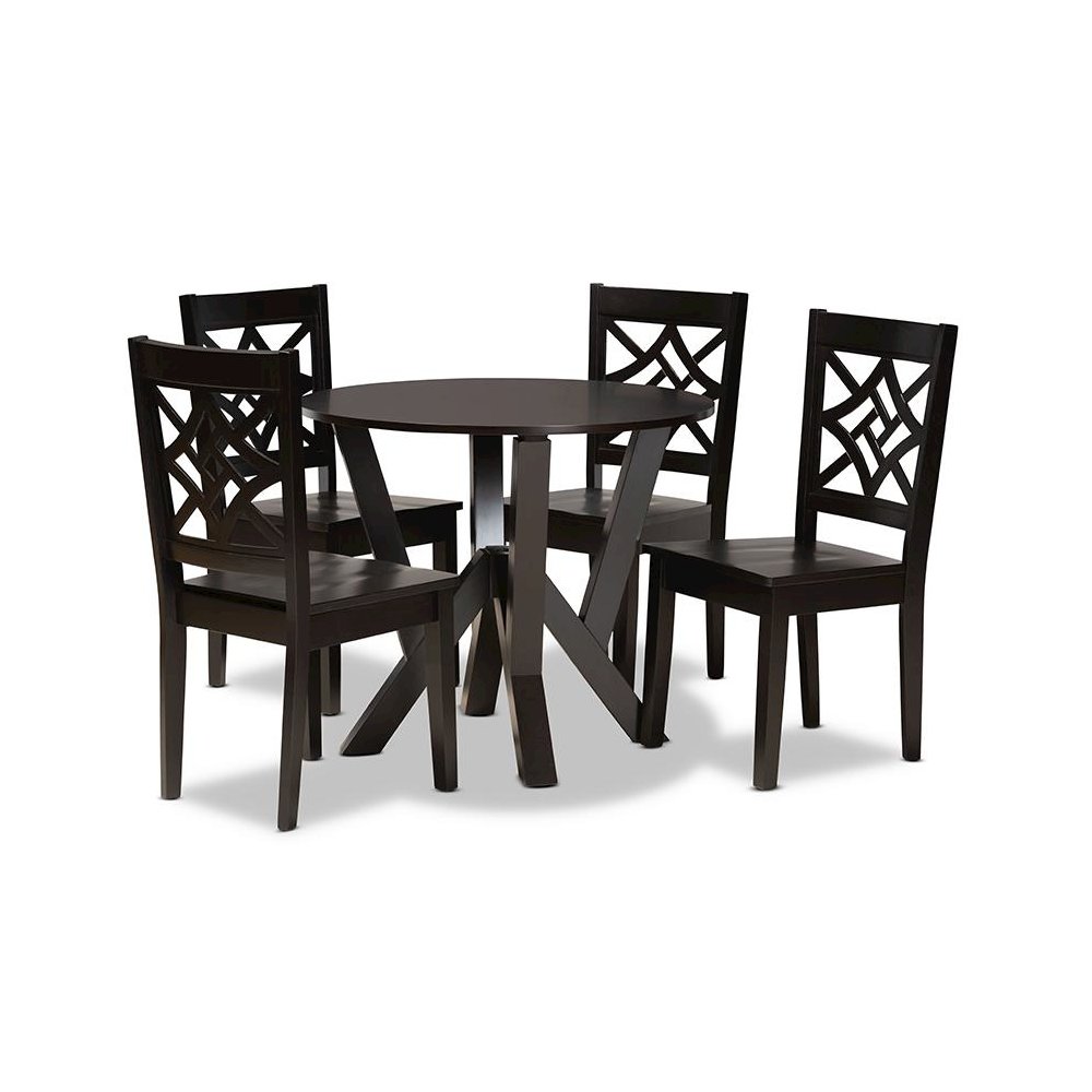Kaila Modern and Contemporary Dark Brown Finished Wood 5-Piece Dining Set