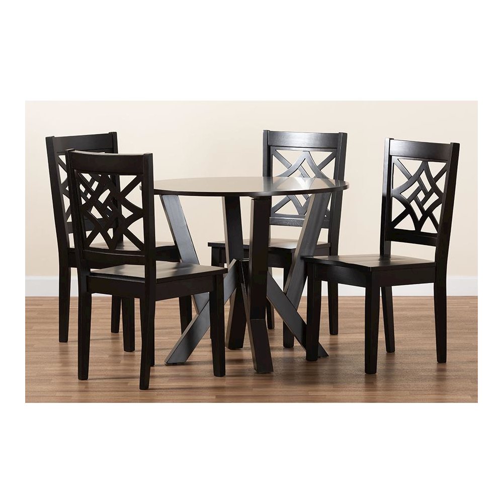 Kaila Modern and Contemporary Dark Brown Finished Wood 5-Piece Dining Set