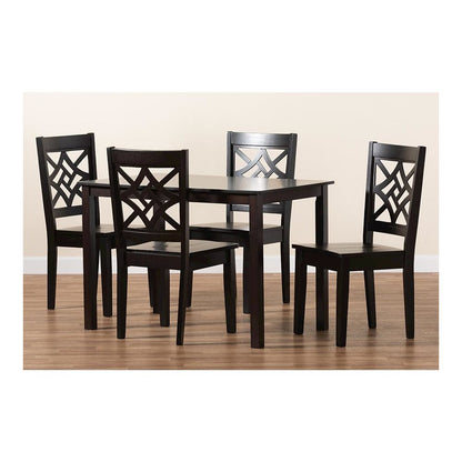Nicolette Modern and Contemporary Dark Brown Finished Wood 5-Piece Dining Set