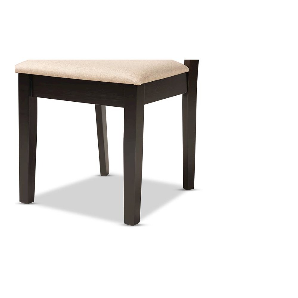Sand Fabric Upholstered and Dark Brown Finished Wood 7-Piece Dining Set