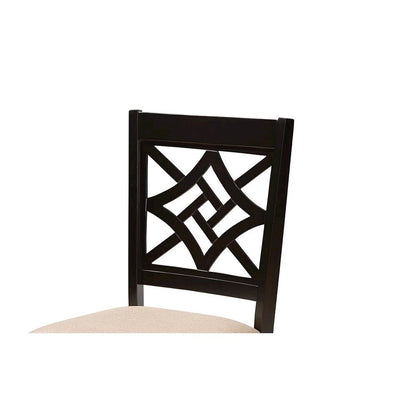 Sand Fabric Upholstered and Dark Brown Finished Wood 5-Piece Dining Set