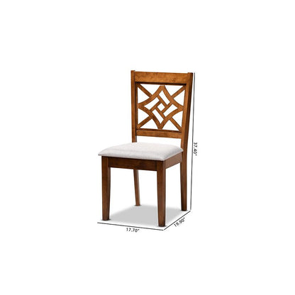 Grey Fabric Upholstered and Walnut Brown Finished Wood 2-Piece Dining Chair Set