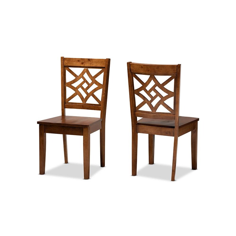 Walnut Brown Finished Wood 2-Piece Dining Chair Set