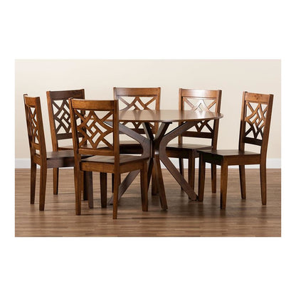 Miela Modern and Contemporary Walnut Brown Finished Wood 7-Piece Dining Set