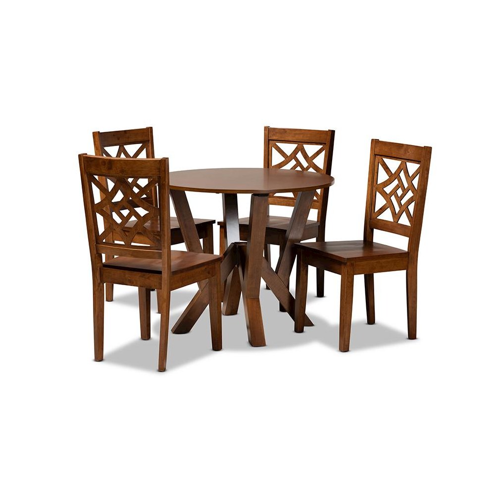 Kaila Modern and Contemporary Walnut Brown Finished Wood 5-Piece Dining Set