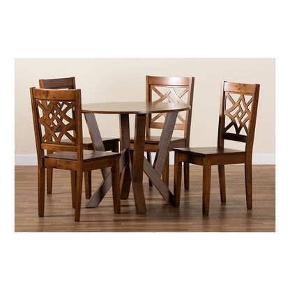 Kaila Modern and Contemporary Walnut Brown Finished Wood 5-Piece Dining Set