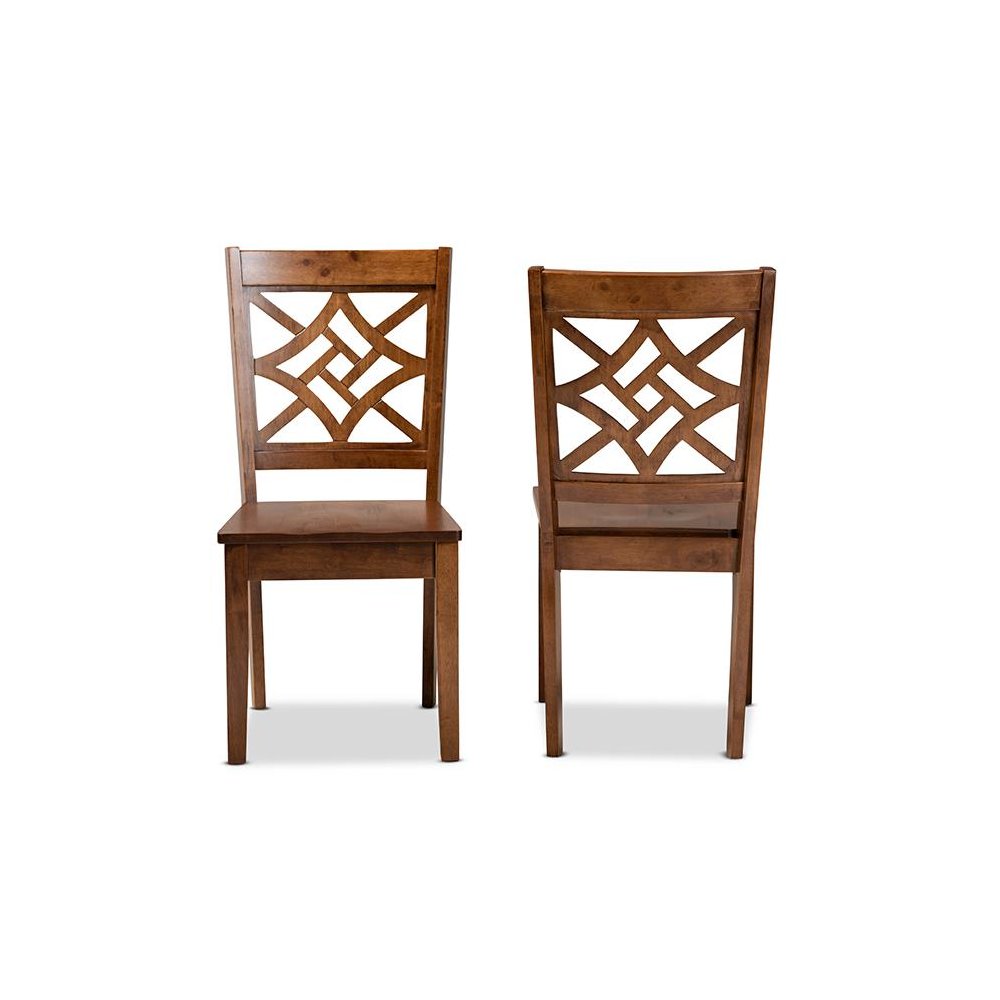 Walnut Brown Finished Wood 2-Piece Dining Chair Set