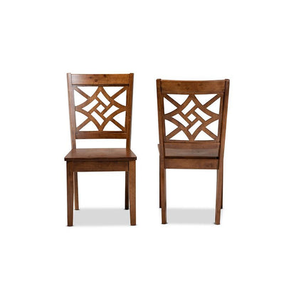 Walnut Brown Finished Wood 2-Piece Dining Chair Set