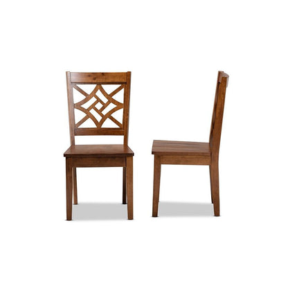Walnut Brown Finished Wood 2-Piece Dining Chair Set