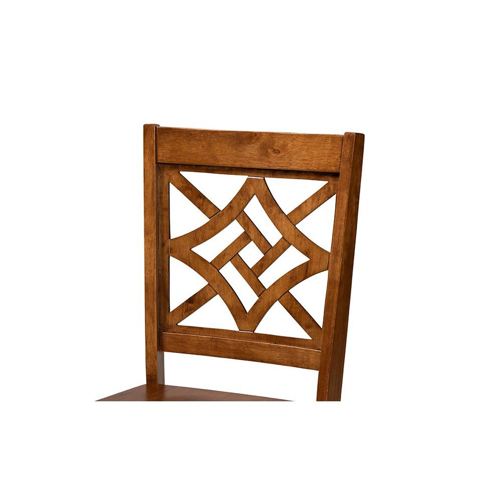 Walnut Brown Finished Wood 2-Piece Dining Chair Set