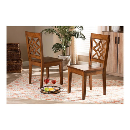 Walnut Brown Finished Wood 2-Piece Dining Chair Set