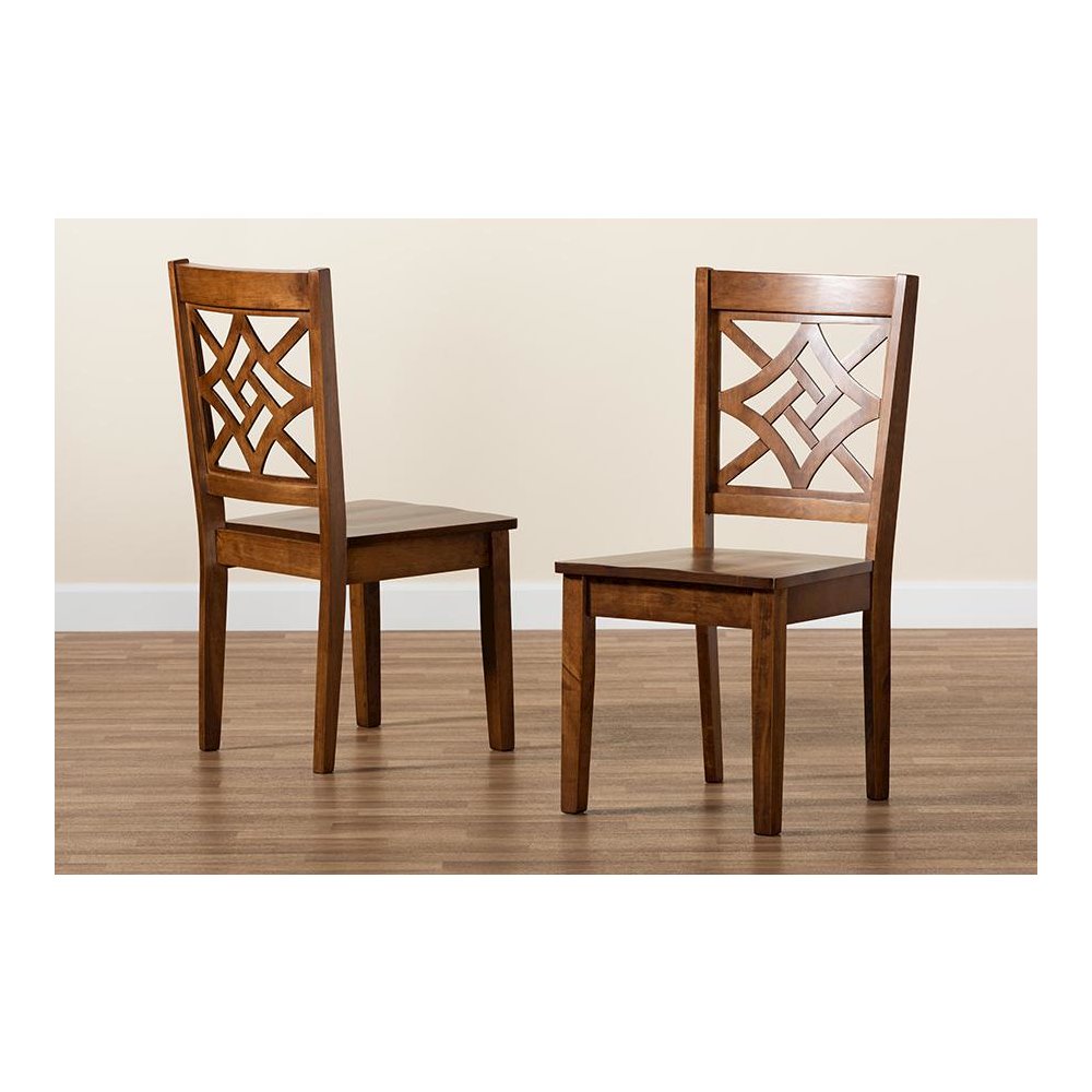 Walnut Brown Finished Wood 2-Piece Dining Chair Set