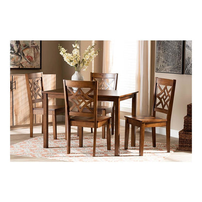 Nicolette Modern and Contemporary Walnut Brown Finished Wood 5-Piece Dining Set