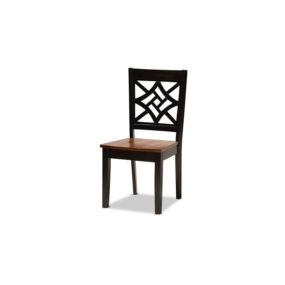 Two-Tone Dark Brown and Walnut Brown Finished Wood 5-Piece Dining Set