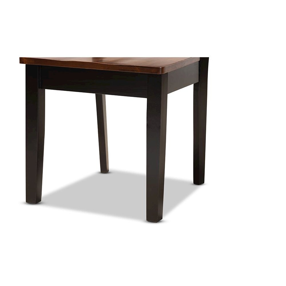 Two-Tone Dark Brown and Walnut Brown Finished Wood 5-Piece Dining Set