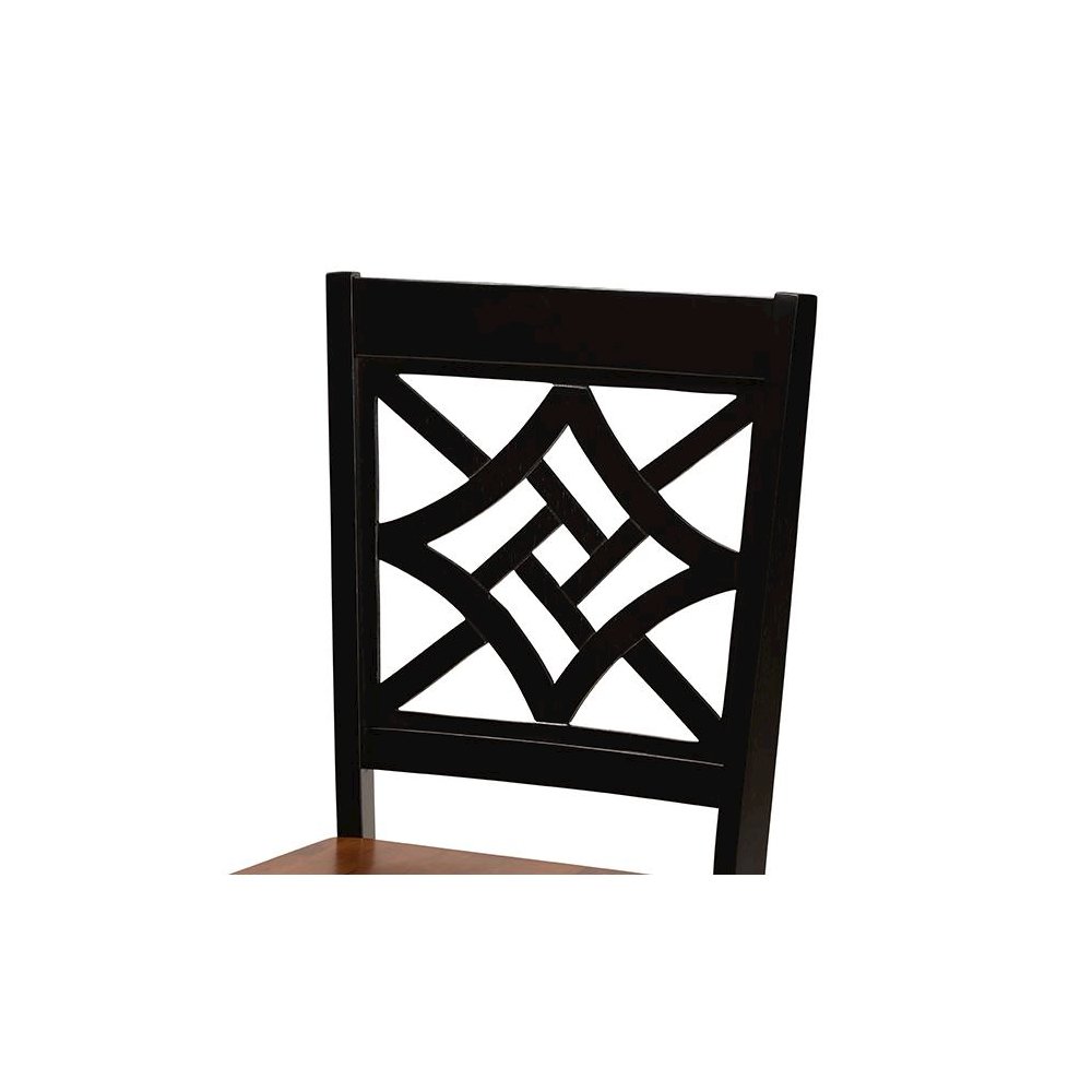 Two-Tone Dark Brown and Walnut Brown Finished Wood 5-Piece Dining Set