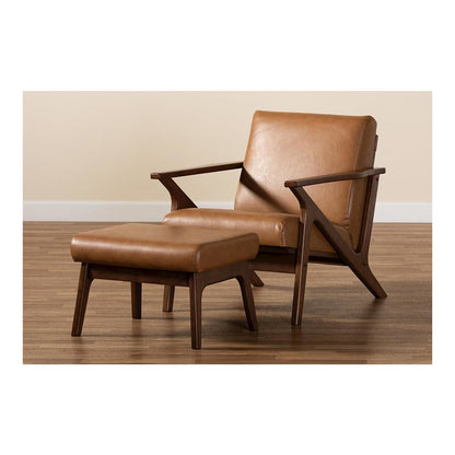 Leather Effect 2-Piece Lounge chair and Ottoman Set
