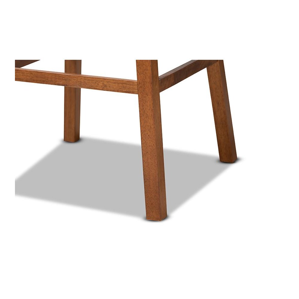 Leather Upholstered and Walnut Brown Finished Wood 2-Piece Swivel Bar Stool Set