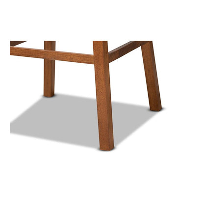 Leather Upholstered and Walnut Brown Finished Wood 2-Piece Swivel Bar Stool Set