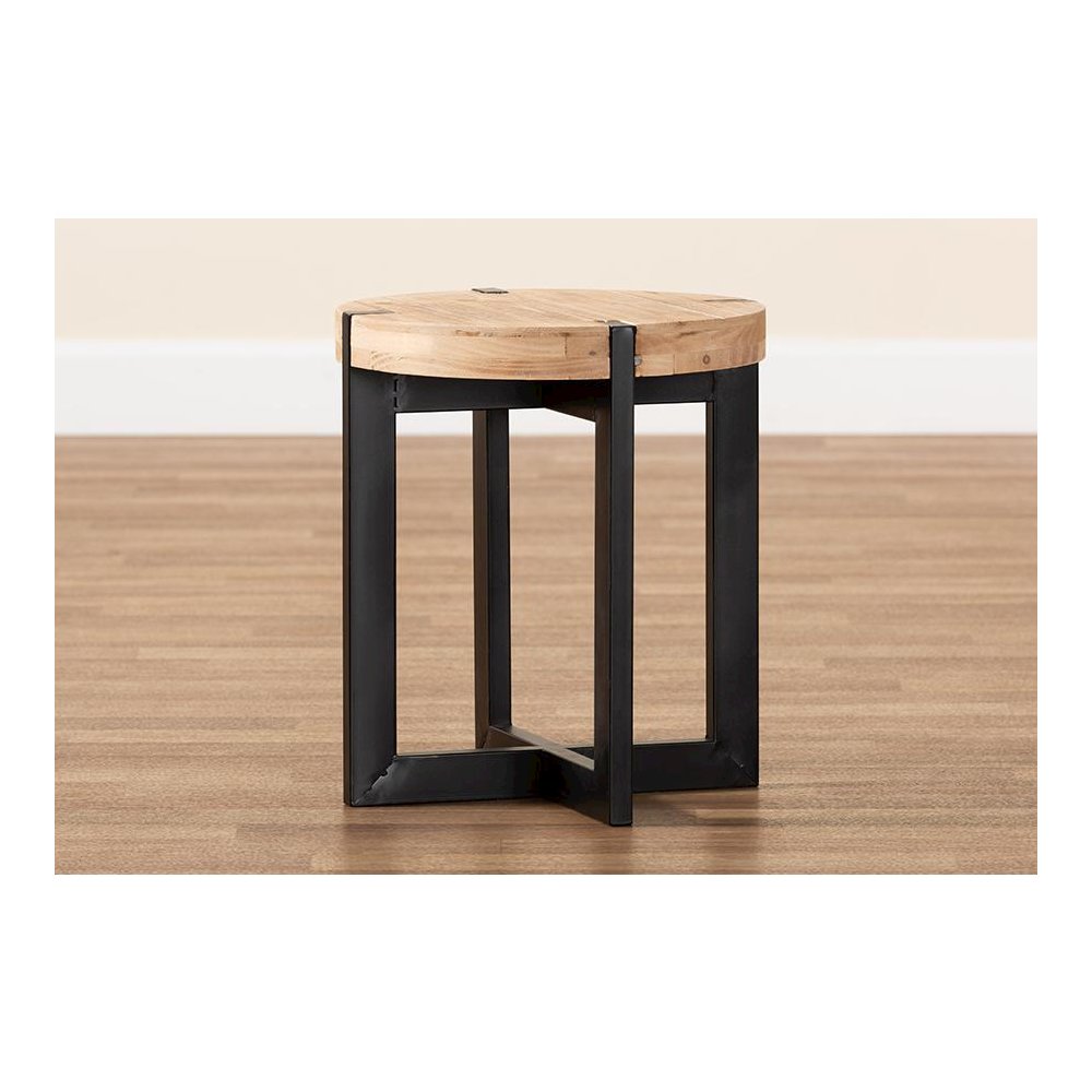 Black Finished Metal End Table
