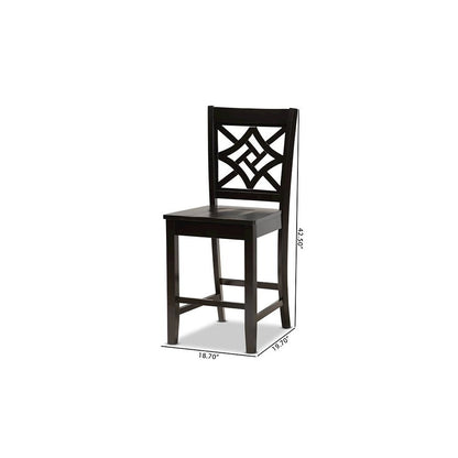 Transitional Dark Brown Finished Wood 2-Piece Counter Stool Set