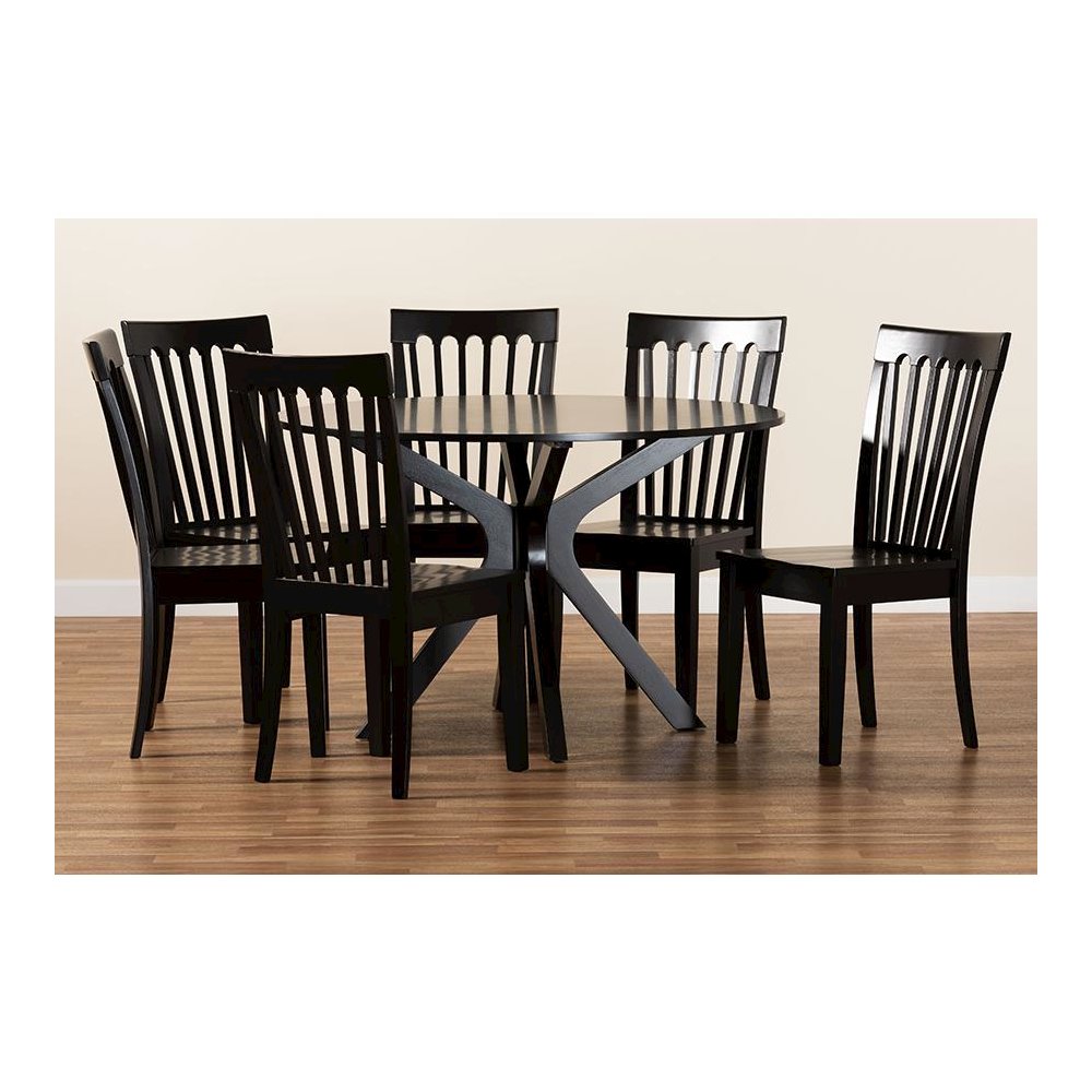 Zora Modern and Contemporary Dark Brown Finished Wood 7-Piece Dining Set