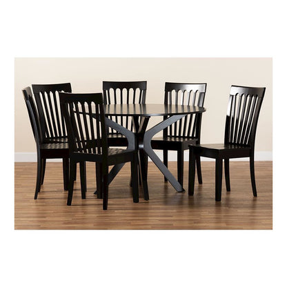 Zora Modern and Contemporary Dark Brown Finished Wood 7-Piece Dining Set