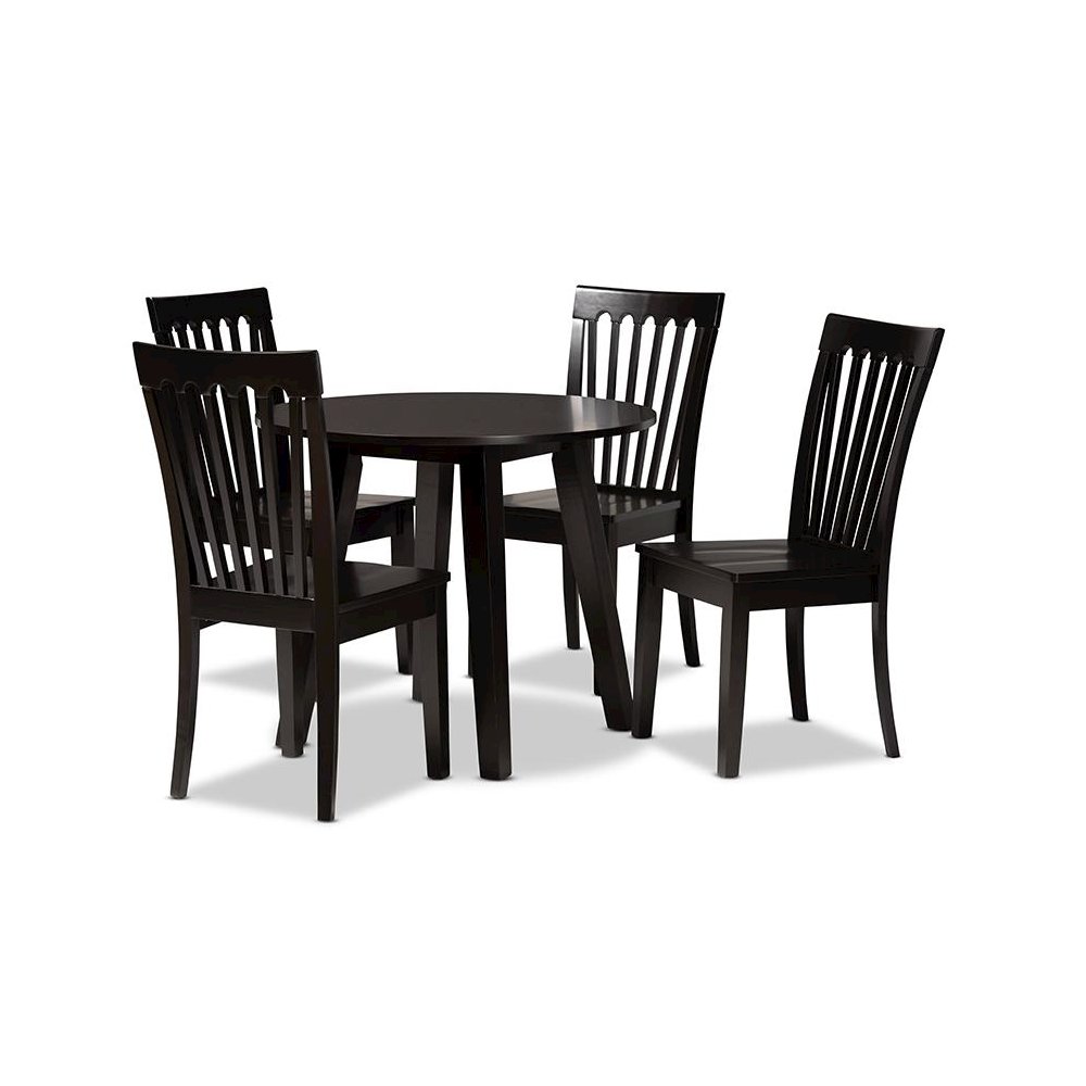 Zala Modern and Contemporary Dark Brown Finished Wood 5-Piece Dining Set