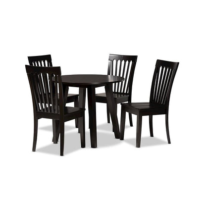 Zala Modern and Contemporary Dark Brown Finished Wood 5-Piece Dining Set