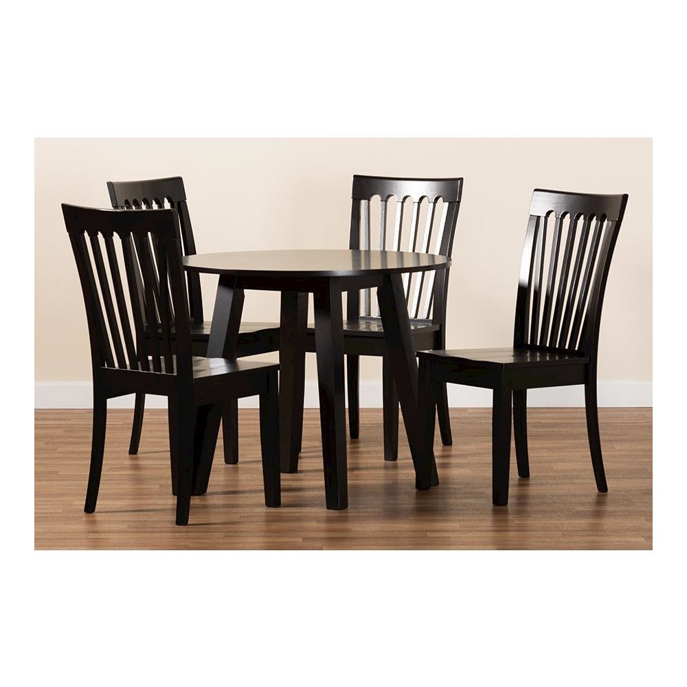 Zala Modern and Contemporary Dark Brown Finished Wood 5-Piece Dining Set