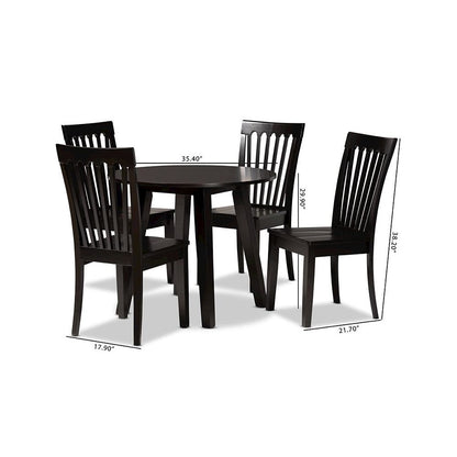 Zala Modern and Contemporary Dark Brown Finished Wood 5-Piece Dining Set