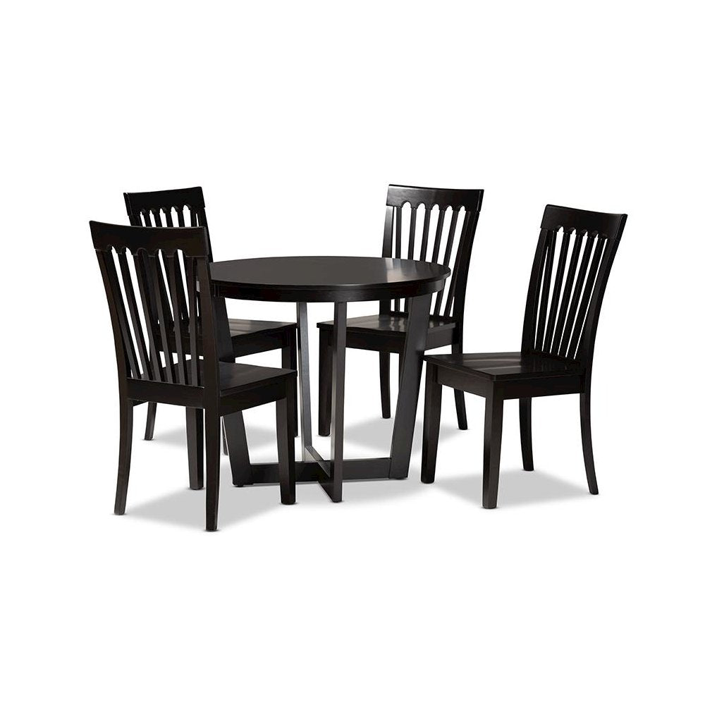 Sasa Modern and Contemporary Dark Brown Finished Wood 5-Piece Dining Set