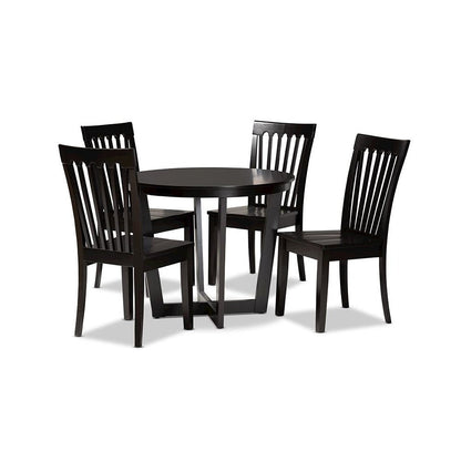 Sasa Modern and Contemporary Dark Brown Finished Wood 5-Piece Dining Set