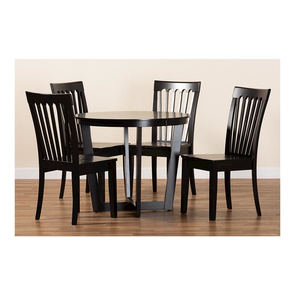 Sasa Modern and Contemporary Dark Brown Finished Wood 5-Piece Dining Set