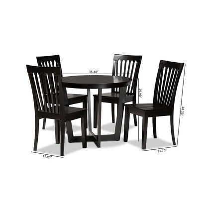 Sasa Modern and Contemporary Dark Brown Finished Wood 5-Piece Dining Set