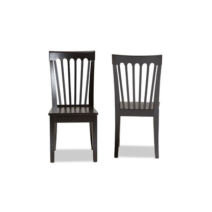Transitional Dark Brown Finished Wood 2-Piece Dining Chair Set