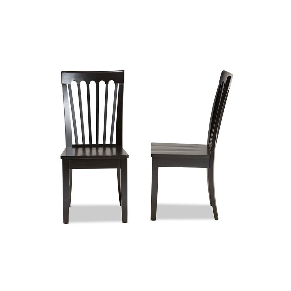 Transitional Dark Brown Finished Wood 2-Piece Dining Chair Set