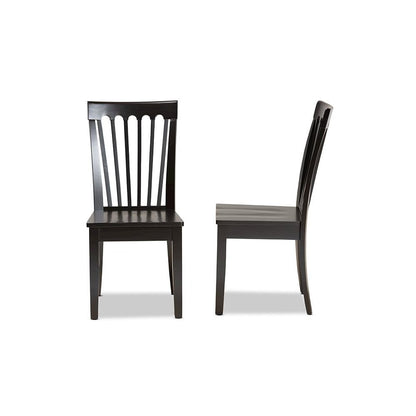 Transitional Dark Brown Finished Wood 2-Piece Dining Chair Set
