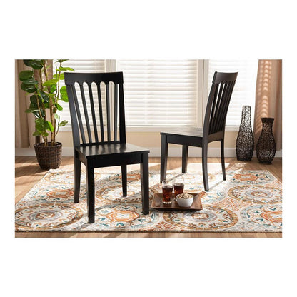 Transitional Dark Brown Finished Wood 2-Piece Dining Chair Set