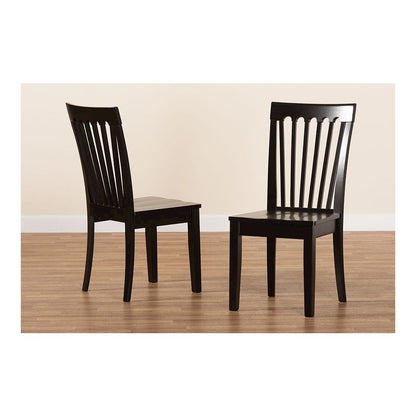 Transitional Dark Brown Finished Wood 2-Piece Dining Chair Set