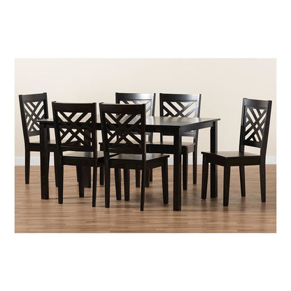 Ani Modern and Contemporary Dark Brown Finished Wood 7-Piece Dining Set