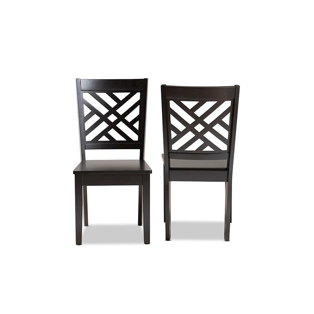 Transitional Dark Brown Finished Wood 2-Piece Dining Chair Set