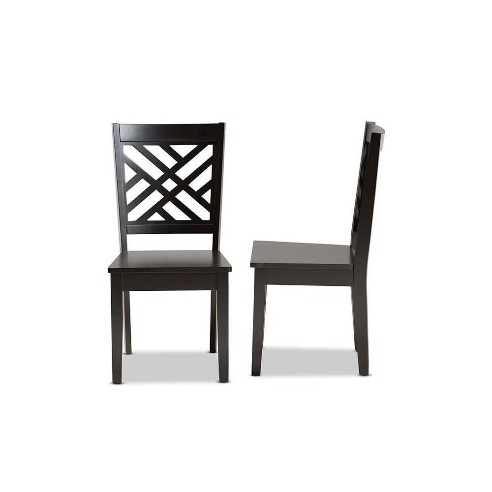 Transitional Dark Brown Finished Wood 2-Piece Dining Chair Set