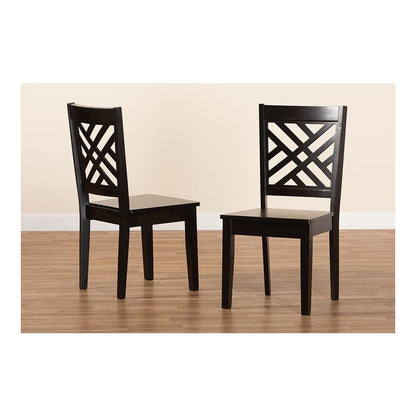 Transitional Dark Brown Finished Wood 2-Piece Dining Chair Set