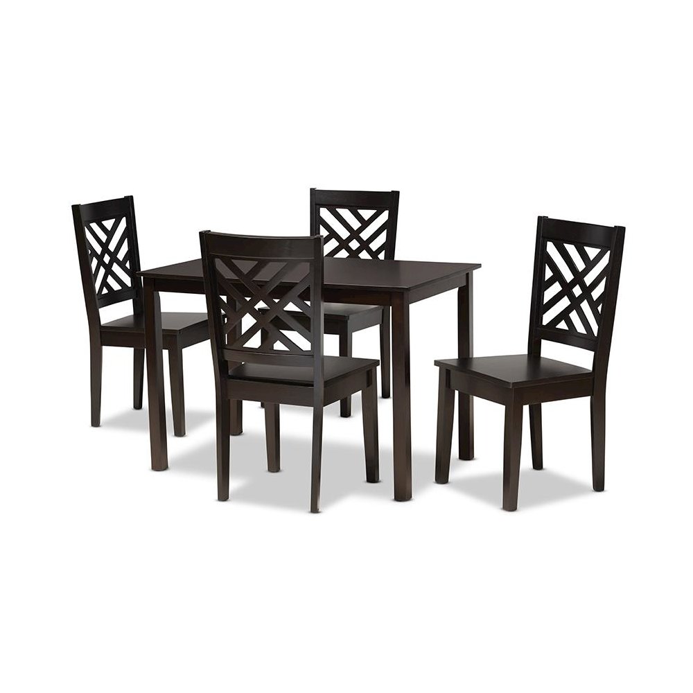 Ani Modern and Contemporary Dark Brown Finished Wood 5-Piece Dining Set