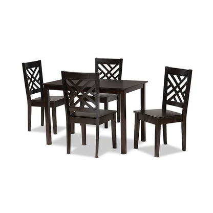 Ani Modern and Contemporary Dark Brown Finished Wood 5-Piece Dining Set