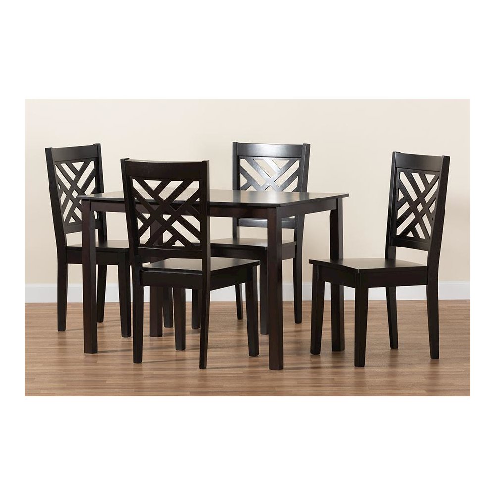 Ani Modern and Contemporary Dark Brown Finished Wood 5-Piece Dining Set